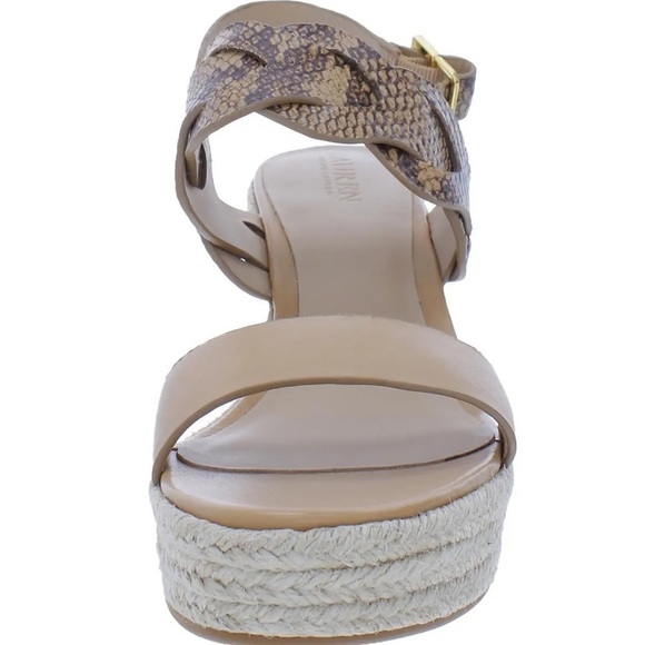 Ralph Lauren Womens HAZEL Leather Open Toe Wedge Shoe size 9.5, will fit 9 too - Picture 3 of 6